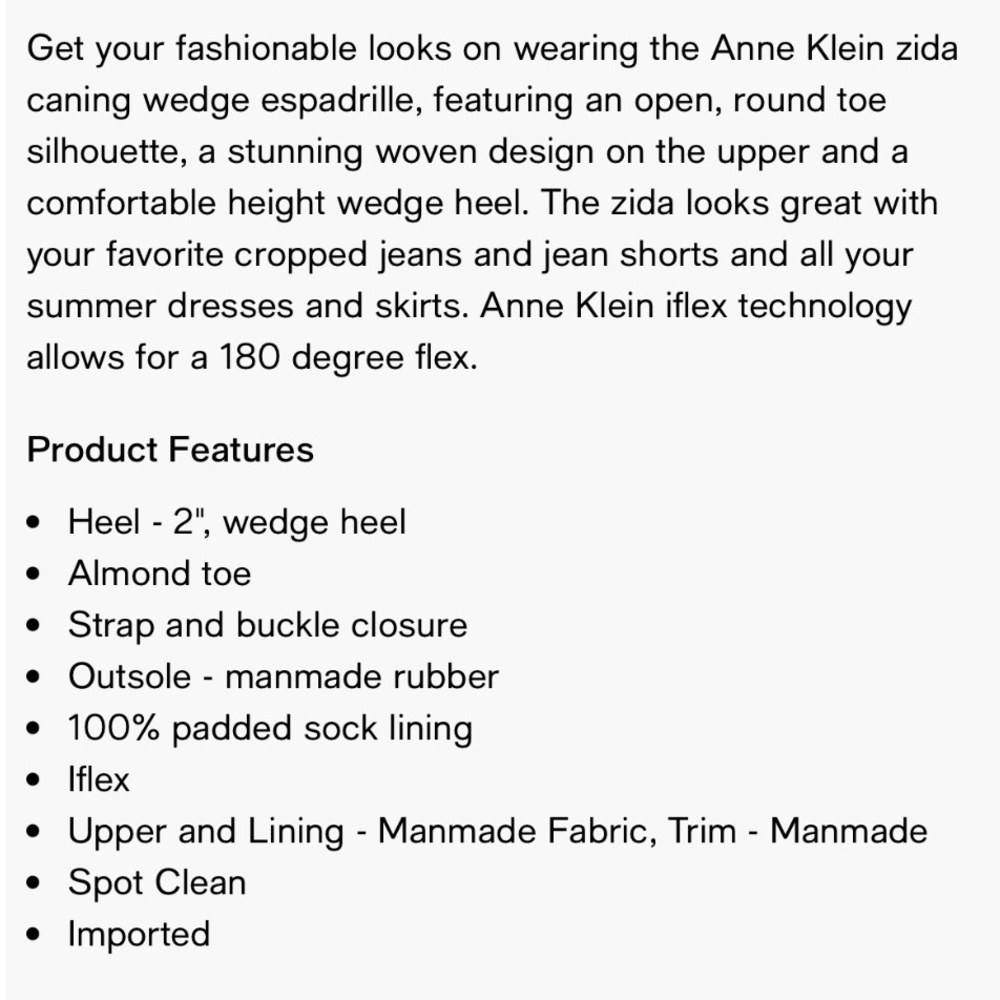Anne Klein Women’s Zida Woven Espadrille Wedge Sandal 8.5 Summer 2” Shoe Neutral - Picture 16 of 16